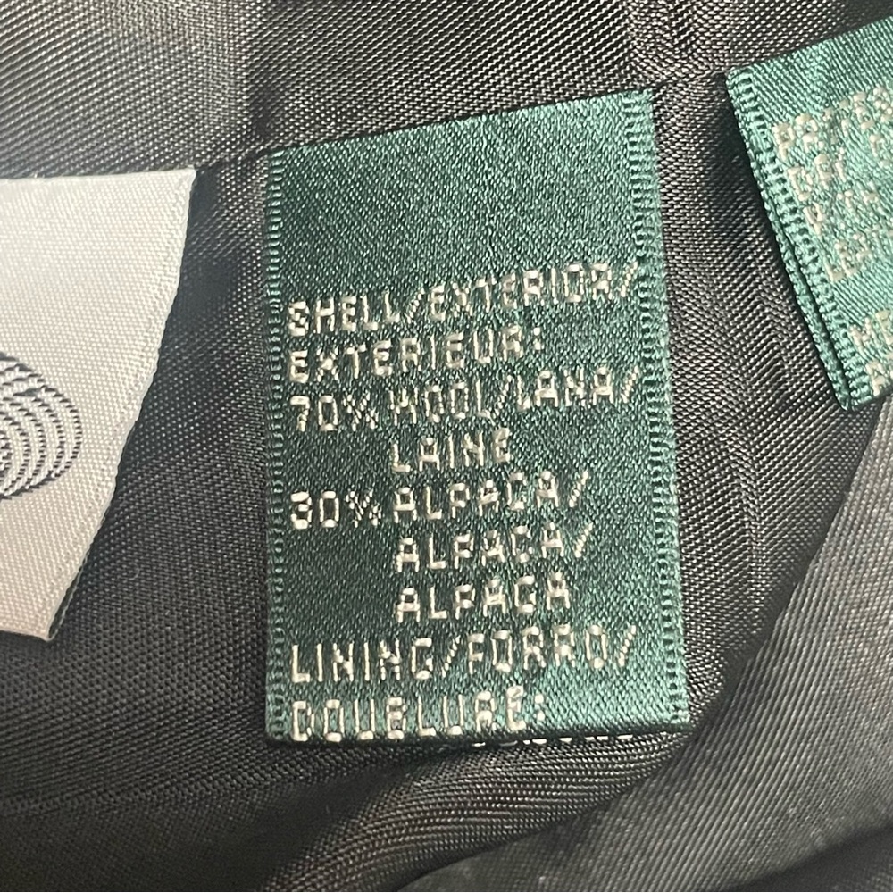 Lauren Ralph Lauren Black & White Herringbone Jacket Wool Alpaca Leather Size 4 - Picture 6 of 11